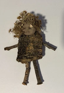 P Beck © Nature Artist Wood Sticks Stone Moss Sprite Wall Hanging Whimsy 5" - Picture 1 of 13