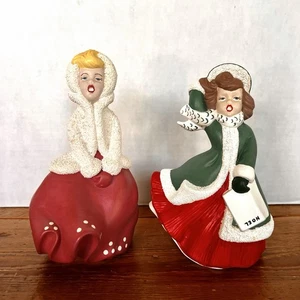 Stampo Atlantic in ceramica vintage ~Canti di Natale~ dipinto a mano vacanze 9" 2pz - Foto 1 di 12