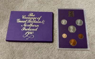 1980 Royal Mint Monedas de Gran Bretaña e Irlanda del Norte Proof Monedas Set Foto 1 de 4