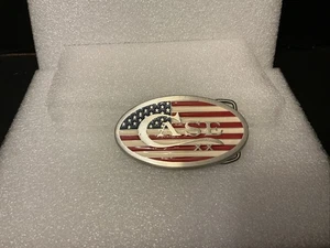 Estuche XX Peltre Bandera Americana Hebilla Cinturón, Hecho en USA, Muy buen estado usado - Imagen 1 de 7