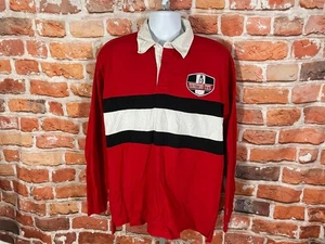 vntg YSU Penguins striped rugby shirt L longsleeve polo shirt Youngstown State - Picture 1 of 7