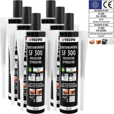 6x INJEKTIONSMÖRTEL 300 ml VERBUNDMÖRTEL MONTAGEMÖRTEL ANKER-KLEBER + 12 MISCHER - Bild 1 von 4