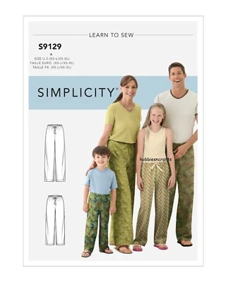 SIMPLICITY 9129 CHILD'S TEENS & ADULTS PANTS Sewing Pattern Easy to sew XS - XL - Image 1 of 4