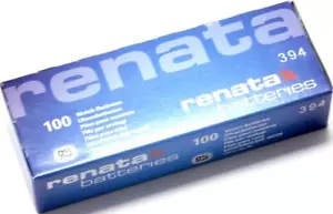 Renata 394 Watch Cell Batteries SR936SW, SWISS MADE, 0% MERCURY (Pack 100) - Picture 1 of 2