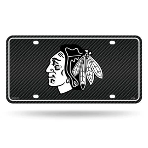 Chicago Blackhawks NHL 12x6 Carbon Fiber Design Metal License Plate Auto Tag - Photo 1 sur 5