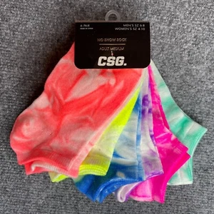 Low Cut Adult Socks Size Medium No Show 6 Pack - CSG Tie Dye Half Cushion - Picture 1 of 5