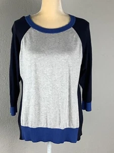 OST cashmere blend sweater Lg  Gray/navy/royal blue EUC - Picture 1 of 6