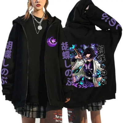 New Kochou Shinobu Printing Zipper Hoodies Women Men Fashion Autumn And Winter F - Image 1 of 4