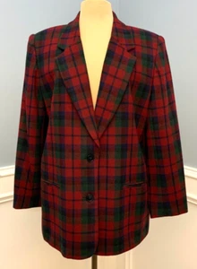 Requirements Plaid Blazer Womens 14 Tweed Jacket Wool Blend Preppy Office - Picture 1 of 10
