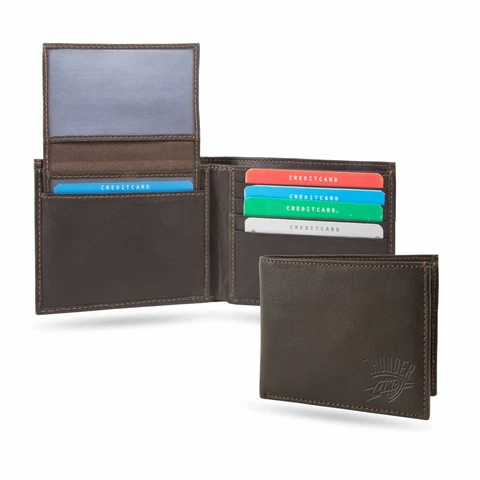 Oklahoma City Thunder NBA RFID Blocking Shield Leather Billfold Wallet Cover