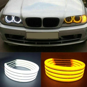 For BMW E36 E38 E39 E46 Switchback Halo Ring Cotton Light SMD LED Angel Eyes DRL - Foto 1 di 6