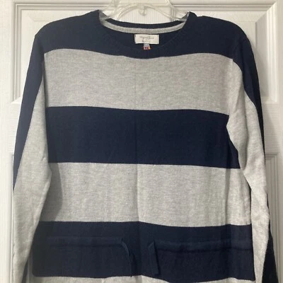 Vestido Suéter Mayoral Jeans Niñas Talla 14 Azul Marino Gris Rayas Bolsillos Angora Foto 1 de 4