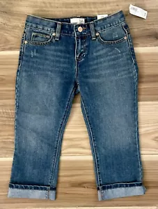 Neu mit Etikett Mädchen Old Navy Denim klassische Leibhöhe Caprihose leicht abgenutzt Größe 12 Reg - Bild 1 von 3