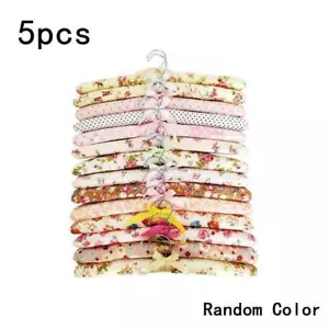 5pcs Satin Clothes Hangers Coat Hanger Soft Flowery Calico X2U4 Padded Sen 8P9S - Picture 1 of 9