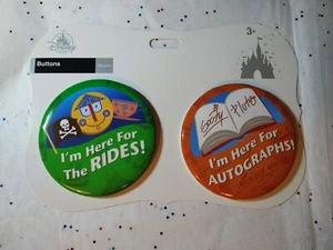 Disney Parks Button Set NWT "I’m Here For The Rides & Autographs" Button Set - Picture 1 of 1