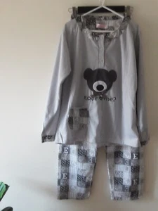 TYZI Pyjamas Womens Teddy Bear Size Large Warm Pjs Set Grey Sm make New Tag - Picture 1 of 21