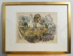 PHIPPSBURG, MAINE 1932 by John MARIN - Mid-Century Print - Watercolor - Church - Picture 1 of 6