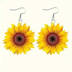 1 par de pendientes colgantes de acrílico girasol - Imagen 1 de 2