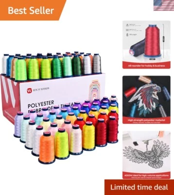 Ultimate 100 Color Polyester Thread Kit: 4000M Spools for Embroidery Excellence - Image 1 of 4
