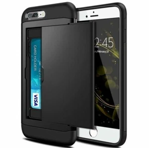 Slim Credit Card Holder Wallet Thin Slide Case Cover Phone 7/8 Plus X - Picture 1 of 5