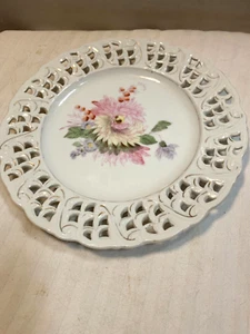Victorian Style Porcelain 8.5” Plate Pink,blue,white,gree,gold Accents - Picture 1 of 6