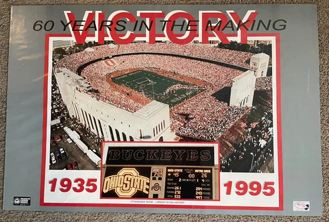 Vintage 1995 Ohio State Buckeyes OSU Notre Dame Poster, 60 Years, 36x24" Cover