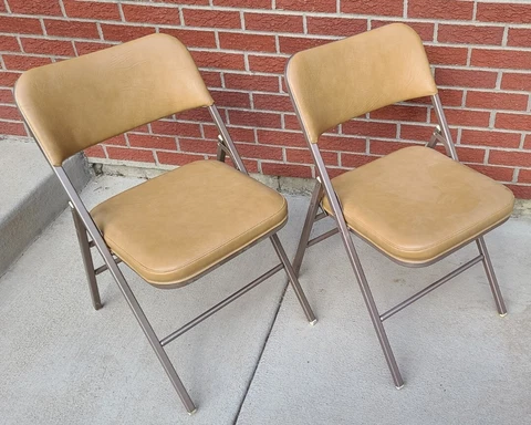 2 Vintage Mid Century Modern Metal Vinyl Samsonite Folding Chairs #6628 Cover