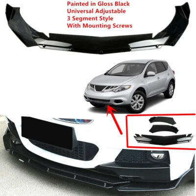 Add-on Universal Fit For Nissan Murano 2011-14 Black Front Underbody Lip Spoiler - Image 1 of 4