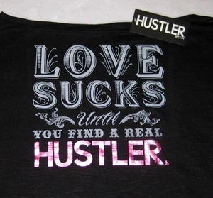 Hustler LOVE SUCKS Until You Find a Real HUSTLER Crop Top - SEXY RETRO 80's FIT - Picture 1 of 3