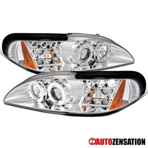Fits 1994-1998 Ford Mustang LED Halo Projector Headlights Lamps Left+Right 94-98 - Picture 1 of 11