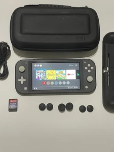 Nintendo Switch Lite Gray w/blast proof case/Game/128sd/Carry Case & Thumb Grips - Picture 1 of 15