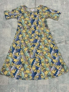 Lularoe Disney Winnie The Pooh Size 10 Blue And pink Kids Dress - Picture 1 of 5