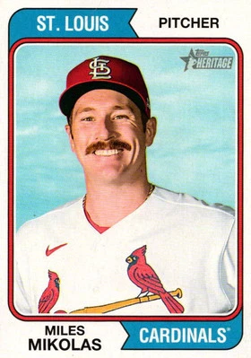 2023 Topps Heritage Miles Mikolas St. Louis Cardinals #393 - Image 1 of 2