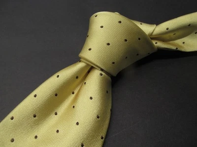 Corbata para hombre Brioni 100 % seda amarilla con puntos negros Italia 58"x3,5" Y36 Foto 1 de 4