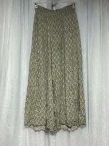 Sozy Soft Cozy Boho Leaf Print Smocked Wide Leg Pants L Rayon Made in USA - Picture 1 of 6