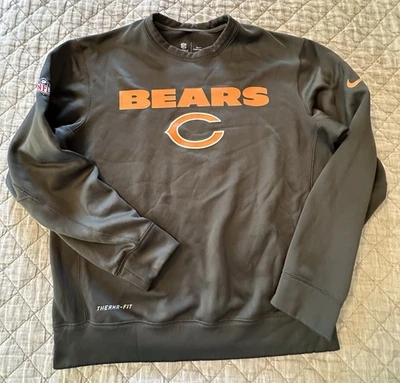 Nike NFL Chicago Bears Medium Logo Dri-Fit Fleece Lined Sweatshirt Gray Football - Image 1 of 4