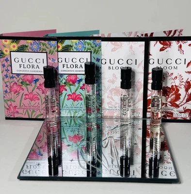 Conjunto de 4 muestras de perfumes Gucci para mujer 🎁 Gucci Bloom y Gucci Flora 🌸 Foto 1 de 4