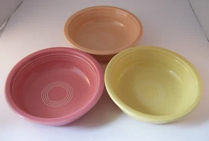 HLC Fiesta Apricot Rose Yellow 3 Cereal Bowls Homer Laughlin Co USA Retired - Picture 1 of 8