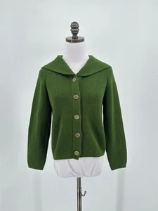Macy's Vintage Green Acrylic Shawl Collar Cardigan Sweater Sz US S Made in Japan - Picture 1 of 4