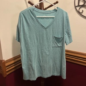 Just Be Womens Shirt Tee Top Sz 3x V-neck Green Short Sleeve - Picture 1 of 4