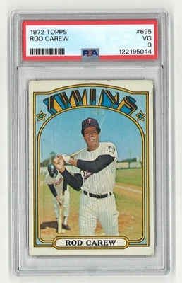 Tarjeta de béisbol 1972 Topps #695 Rod Carew PSA clasificación 3 MLB High Number Twins Foto 1 de 2
