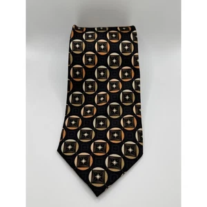 Giorgio Brutini Krawatte Seide Geometrisches Muster Schwarz Orange Gold Herren - Bild 1 von 3