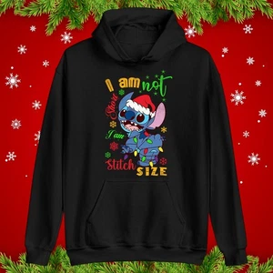 Funny Stitch Size Christmas Hoodie Cute Elf Festive Holiday Gift Xmas Hoodie Top - Picture 1 of 7
