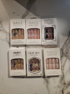 False Nails Do It Yourself 24 PC Press On Nails Lot Of 6 Nail Styles - Picture 1 of 14