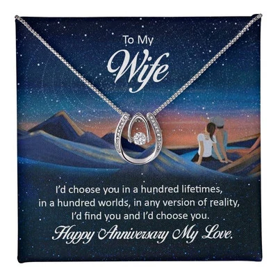 Collana Moda Donna Gioielli con Cristallo Carta Messaggio Regalo... - Immagine 1 di 4