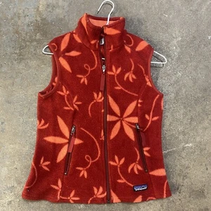 Patagonia Women'S Synchilla Vest Ginni Chili Red Sz M Medium Euc Fleece Zipper - Picture 1 of 11