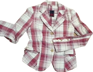 Abrigo Blazer MARITHE FRANCOIS GIRBAUD Mujer Rojo Algodón a Cuadros US 29 IT 44 - Imagen 1 de 10
