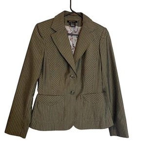 Etcetera Blazer Womens 4 Green Pinstripe Fully Lined Jacket Career Pockets - Picture 1 of 12