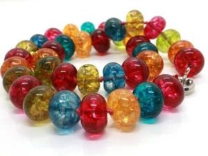 GOLDJUNGE69 GJH * KLOBIGE BUNTE DAMEN HALSKETTE BERGKRISTALL (BEH ) 16mm RONDELL - Bild 1 von 4
