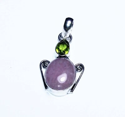 Rose Quartz Peridot   Gemstone  Fashion Jewelry Pendent S.1.5 Inch"D1142 - Image 1 of 4